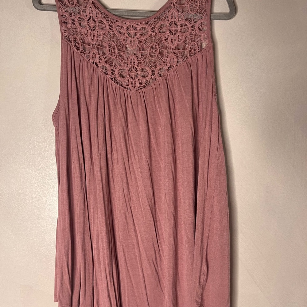 Paper Tee Mauve Lace Yoke Blouse